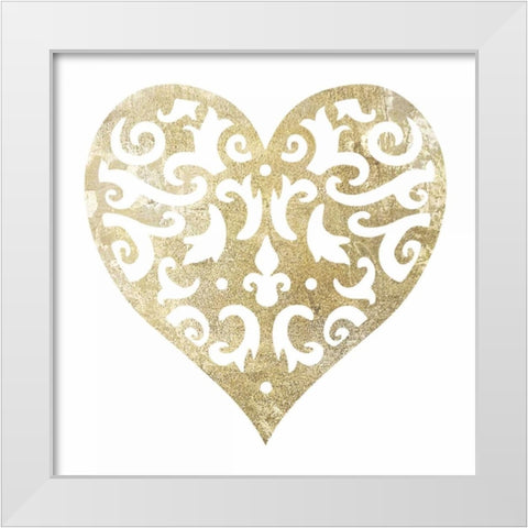 Heart Glitz 1 White Modern Wood Framed Art Print by Hogan, Melody