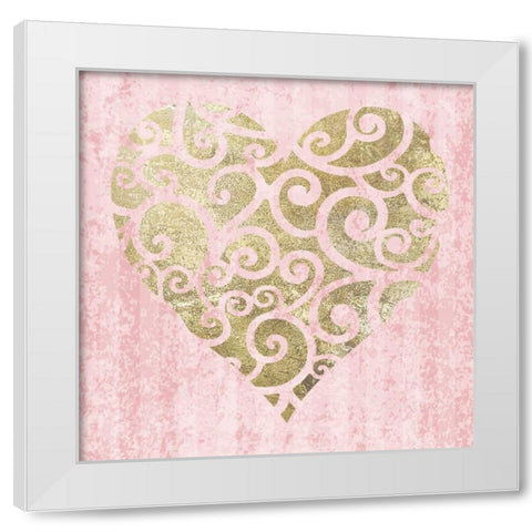Heart Glitz 4 White Modern Wood Framed Art Print by Hogan, Melody
