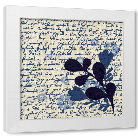 Indigo Squares Textured 1 White Modern Wood Framed Art Print by Hogan, Melody