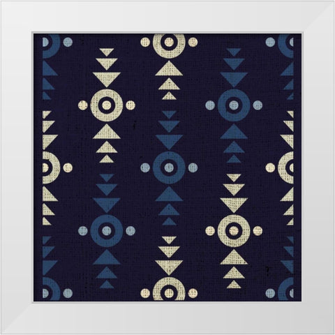 Indigo Squares Crosshairs White Modern Wood Framed Art Print by Hogan, Melody