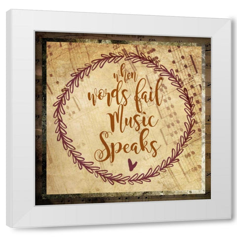 Music Speaks White Modern Wood Framed Art Print by Hogan, Melody