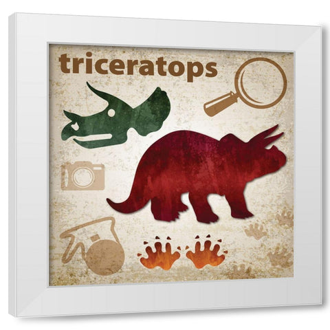 Dino Colors 3 White Modern Wood Framed Art Print by Hogan, Melody