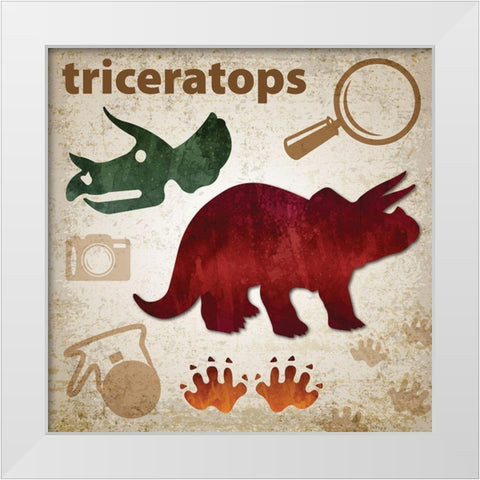 Dino Colors 3 White Modern Wood Framed Art Print by Hogan, Melody