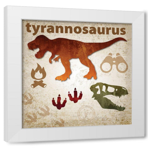 Dino Colors 4 White Modern Wood Framed Art Print by Hogan, Melody