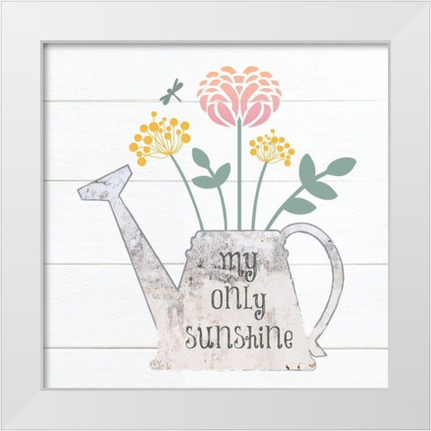 Botanical Pitchers Pastels 2 White Modern Wood Framed Art Print by Hogan, Melody