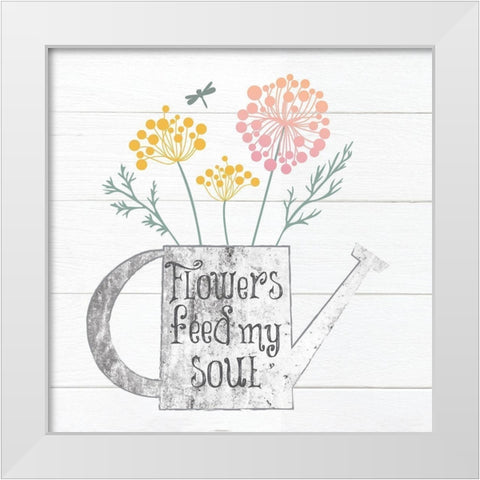 Botanical Pitchers Pastels 3 White Modern Wood Framed Art Print by Hogan, Melody