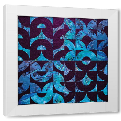 Amethyst Aqua Oversized Abstract White Modern Wood Framed Art Print by Hogan, Melody
