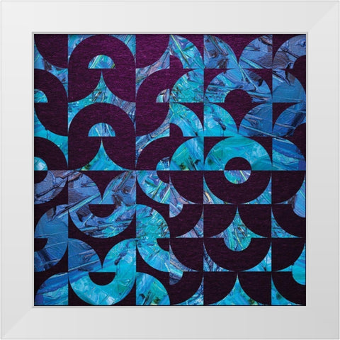 Amethyst Aqua Oversized Abstract White Modern Wood Framed Art Print by Hogan, Melody