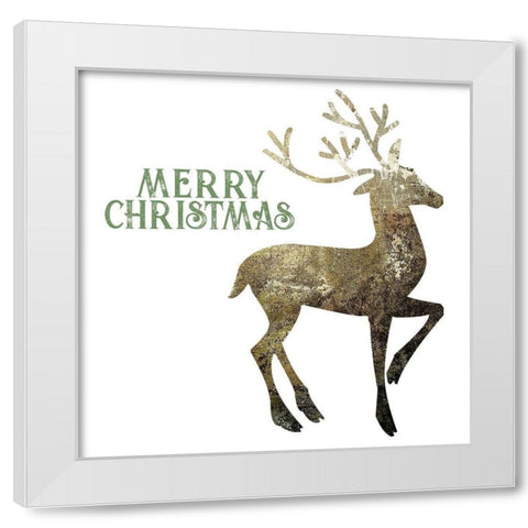 Glimmer Deer White Modern Wood Framed Art Print by Hogan, Melody