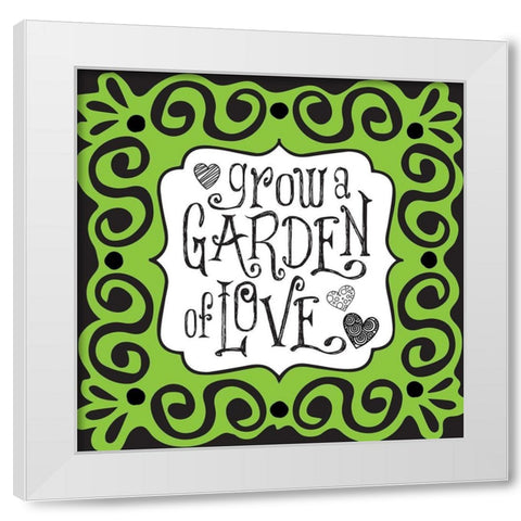 Whimsical Garden White Modern Wood Framed Art Print by Hogan, Melody