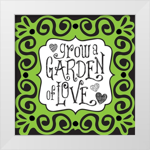 Whimsical Garden White Modern Wood Framed Art Print by Hogan, Melody