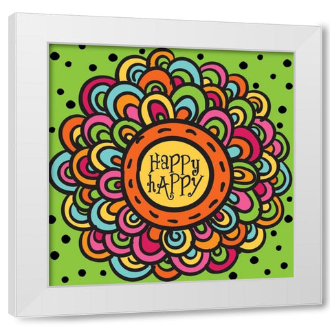 Whimsical Happy White Modern Wood Framed Art Print by Hogan, Melody