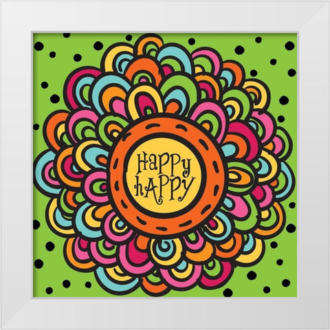 Whimsical Happy White Modern Wood Framed Art Print by Hogan, Melody