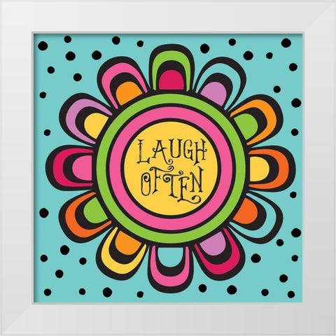 Whimsical Laugh White Modern Wood Framed Art Print by Hogan, Melody