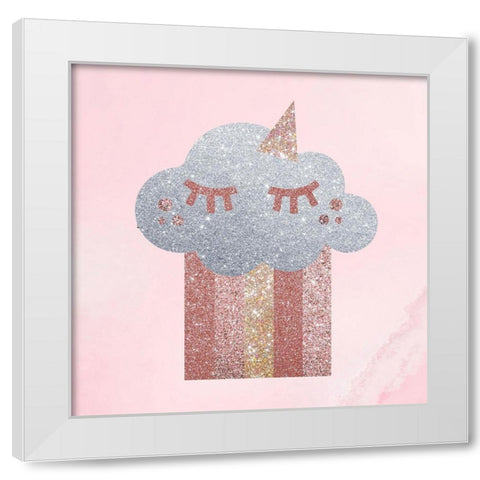 Rose Glitter 1 White Modern Wood Framed Art Print by Hogan, Melody