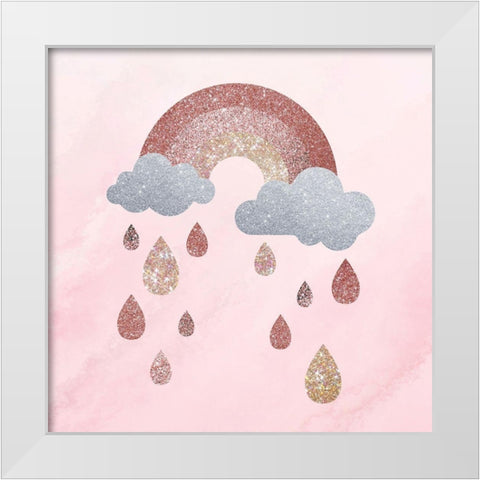 Rose Glitter 2 White Modern Wood Framed Art Print by Hogan, Melody