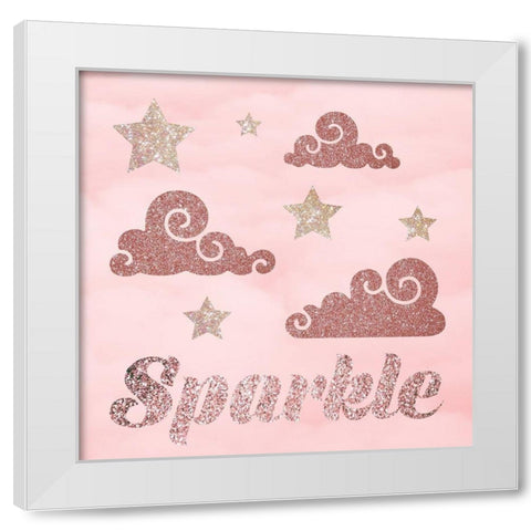 Rose Glitter 4 White Modern Wood Framed Art Print by Hogan, Melody