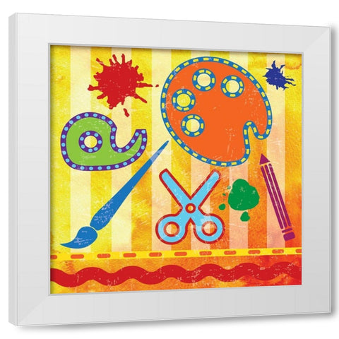 Colorful Kids Icons 2 White Modern Wood Framed Art Print by Hogan, Melody