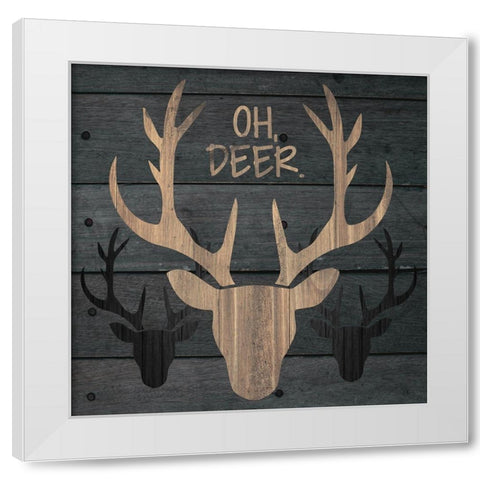 Deer Wood 01 White Modern Wood Framed Art Print by Hogan, Melody