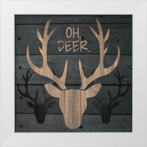Deer Wood 01 White Modern Wood Framed Art Print by Hogan, Melody