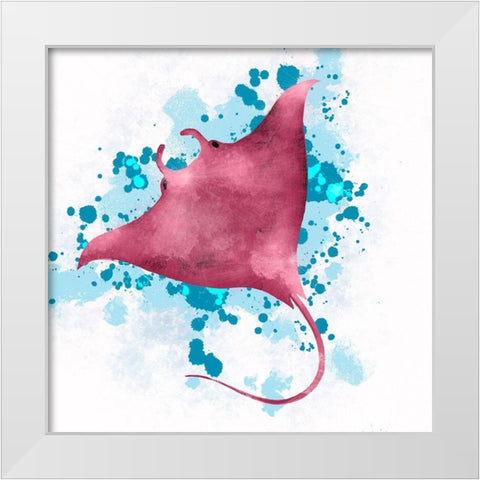 Manta Ray White Modern Wood Framed Art Print by Hogan, Melody