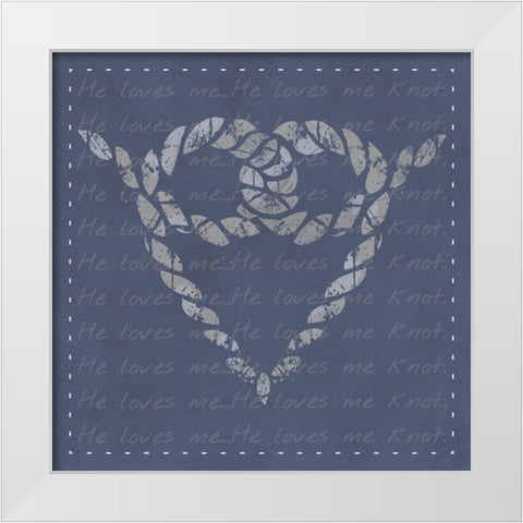 He Loves Me Knot White Modern Wood Framed Art Print by Hogan, Melody