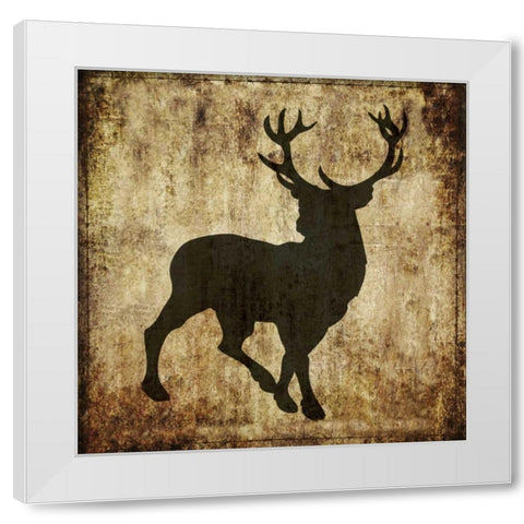 Barbwire Deer White Modern Wood Framed Art Print by Hogan, Melody