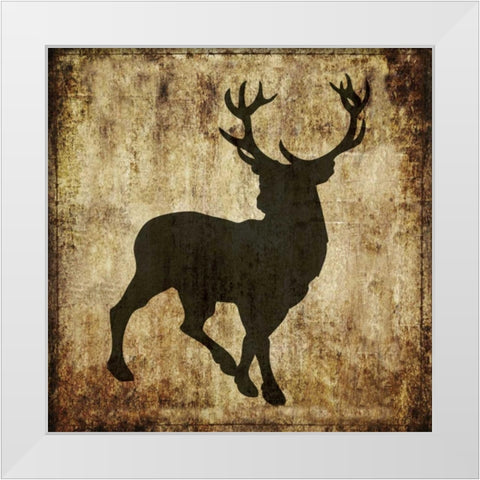 Barbwire Deer White Modern Wood Framed Art Print by Hogan, Melody