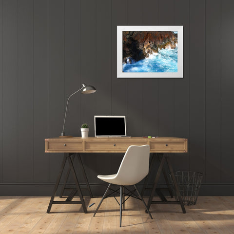 Puna Cliff Bottom White Modern Wood Framed Art Print by Nebula, Melissa