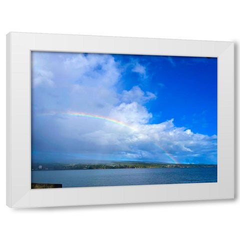 Hilo Bay Mauna Kea Rainbow Hug White Modern Wood Framed Art Print by Nebula, Melissa