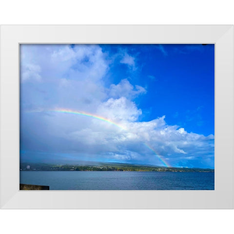 Hilo Bay Mauna Kea Rainbow Hug White Modern Wood Framed Art Print by Nebula, Melissa