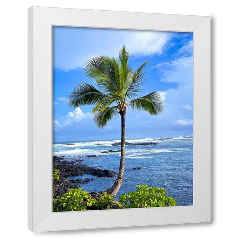 Palm Calm White Modern Wood Framed Art Print by Nebula, Melissa
