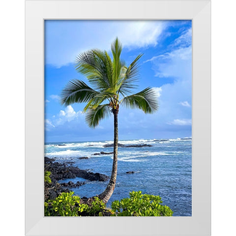 Palm Calm White Modern Wood Framed Art Print by Nebula, Melissa