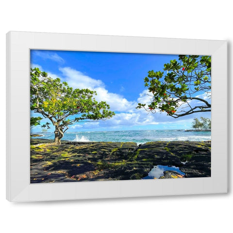 Tropical Autumn Morning Oceanrise White Modern Wood Framed Art Print by Nebula, Melissa