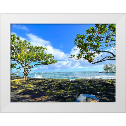 Tropical Autumn Morning Oceanrise White Modern Wood Framed Art Print by Nebula, Melissa