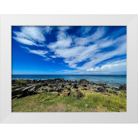 Seaside Serenity White Modern Wood Framed Art Print by Nebula, Melissa