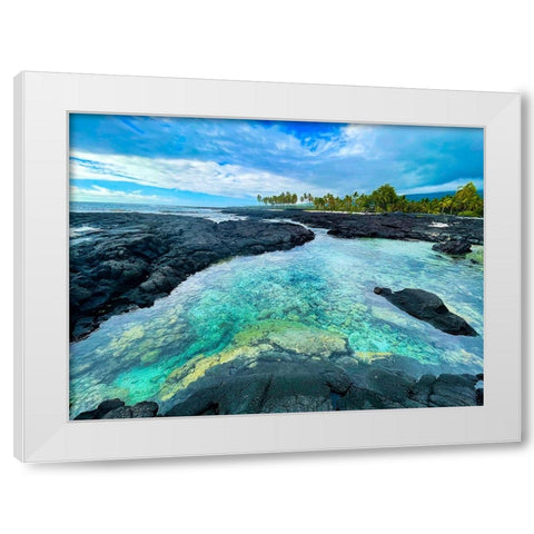 Honaunau Forgiving Pool White Modern Wood Framed Art Print by Nebula, Melissa