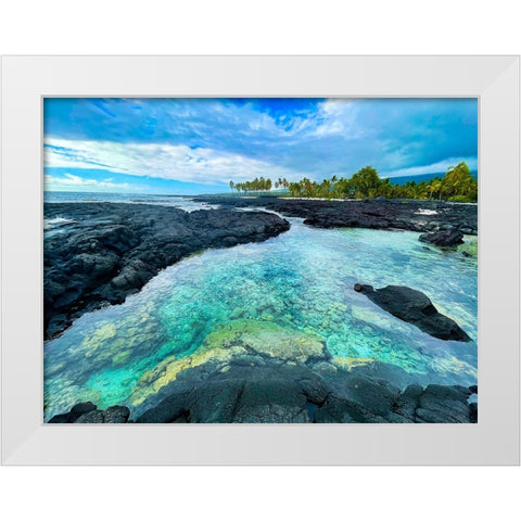 Honaunau Forgiving Pool White Modern Wood Framed Art Print by Nebula, Melissa