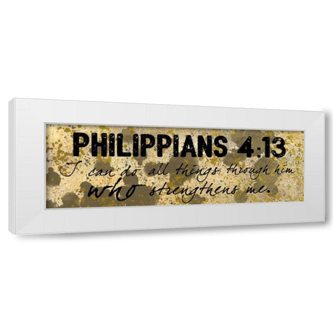 Philippians Strength White Modern Wood Framed Art Print by Prime, Marcus