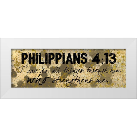 Philippians Strength White Modern Wood Framed Art Print by Prime, Marcus