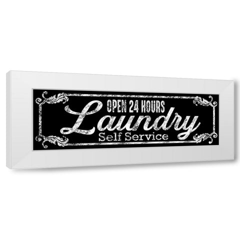 Laundry Self Service White Modern Wood Framed Art Print by Prime, Marcus