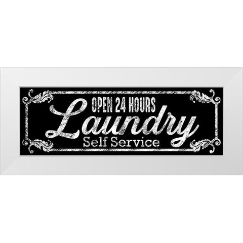 Laundry Self Service White Modern Wood Framed Art Print by Prime, Marcus