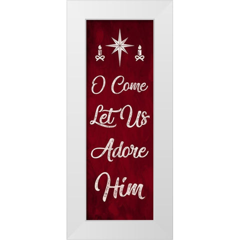 Let Us Adore Him White Modern Wood Framed Art Print by Prime, Marcus