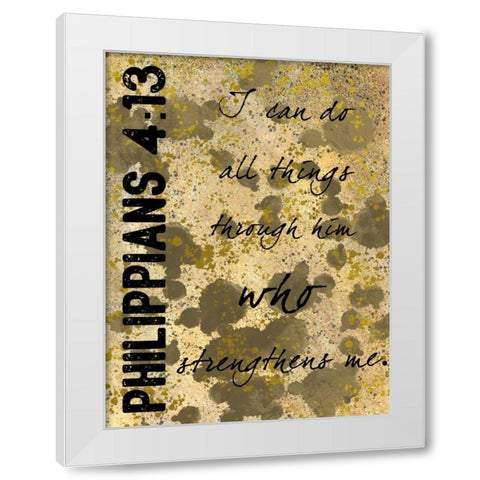 Philippians Strength White Modern Wood Framed Art Print by Prime, Marcus