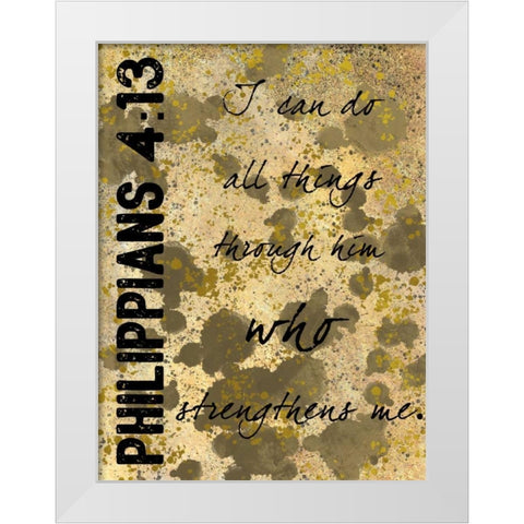 Philippians Strength White Modern Wood Framed Art Print by Prime, Marcus