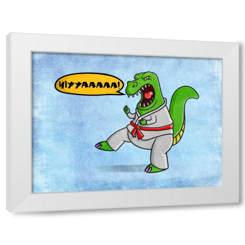 Karate Dino White Modern Wood Framed Art Print by Prime, Marcus