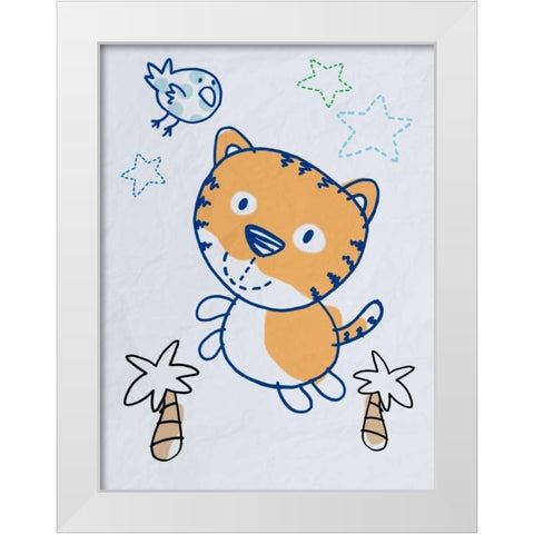 Playful Tiger White Modern Wood Framed Art Print by Prime, Marcus