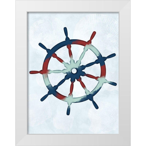 Stripped Ship Wheel White Modern Wood Framed Art Print by Prime, Marcus
