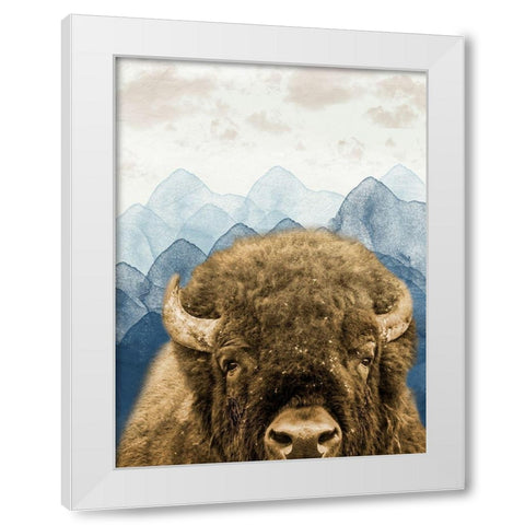 Mountain Fluffy Bison White Modern Wood Framed Art Print by Prime, Marcus