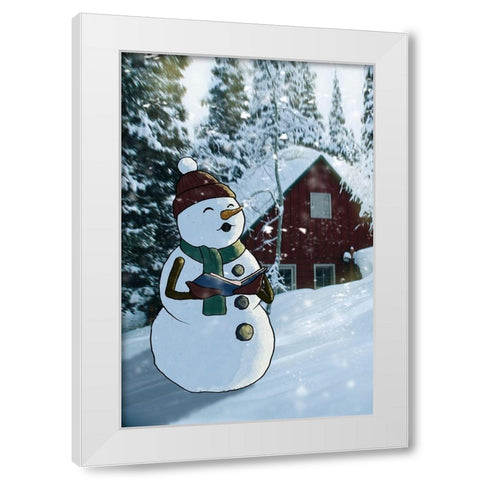 Winter Caroler White Modern Wood Framed Art Print by Prime, Marcus